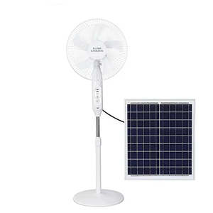 Ventilador Solar de 5 Aspas, Recargable con Panel Solar de 4000mAh, Blanco, de Pie, para Escritorio o Pared, Enchufe Americano, 9V - Product Image 1