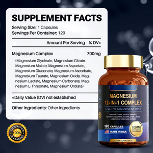 Complejo de <span class=keywords><strong>Magnesio</strong></span> 12 en 1 |   Cápsulas Veganas de <span class=keywords><strong>Magnesio</strong></span> de Alta Potencia de 700 mg para Adultos, Apoyo para la Salud Muscular, Nerviosa y Ósea, Energía - Product Image 3