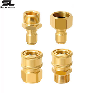 Adaptador de conexión rápida de latón Sulai Machinery M22 15 para lavadora a presión, conector de manguera para lavado de autos, accesorio roscado para tubería de agua - Product Image 1