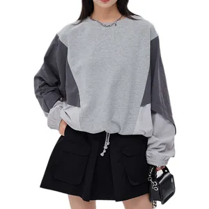 Wholesale Custom Spring Autumn Multi Color Contrast Women's Sweatshirts Long Batwing Sleeve Loose Baggy Top