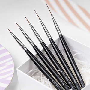 Ensemble de pinceaux professionnels de haute qualité pour nail art noir, personnalisés, pinceaux liner pour nail art, 5 pièces, 7/9/11/15/20 mm - Product Image 3