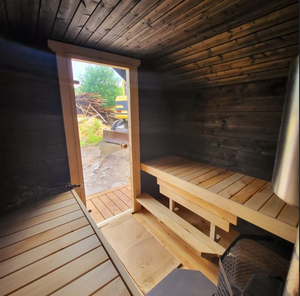 屋外強化ガラスドア無垢材2人用サウナ屋外伝統的サウナキャビン - Product Image 3