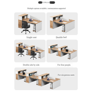 Poste de travail de <span class=keywords><strong>bureau</strong></span> modulaire extensible et personnalisable avec meuble de rangement, table en bois pour 2 à 6 personnes pour le personnel de <span class=keywords><strong>bureau</strong></span> - Product Image 4
