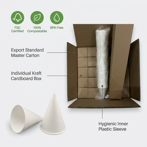 Gobelets en papier coniques jetables imperméables en gros, gobelets d'eau écologiques en forme de cône pour <span class=keywords><strong>distributeur</strong></span>, logo personnalisé - Product Image 6