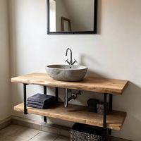 Meuble de salle de bain autoportant en bois massif, style nordique moderne, étanche et écologique, avec étagère de rangement rustique Wabi-Sabi