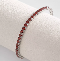 Bracelet tennis en argent sterling 925 pavé de rubis naturels pour femme, bracelet empilable entièrement serti de pierres, idéal pour un cadeau