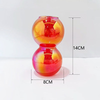 Vase en verre borosilicaté irisé en forme de boule double Ornement de table de mariage coloré et décoration intérieure Vases à fleurs