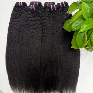 Lots d'extensions de cheveux humains vierges cambodgiens, texture Kinky Straight, double trame machine, perm possible, vente en gros - Product Image 1