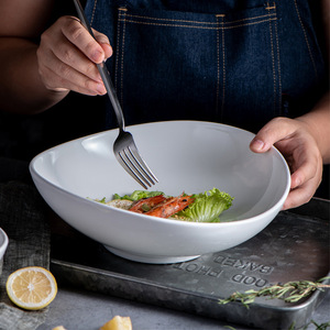Service de vaisselle de luxe en argile et grès Lotus petites assiettes créatives en céramique blanche pour salade et <span class=keywords><strong>petit</strong></span>-déjeuner pour le <span class=keywords><strong>restaurant</strong></span> - Product Image 2