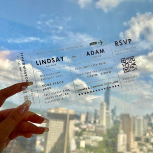 Invitations de mariage en acrylique doré, imprimées en UV, style billet d'avion de destination, carte d'embarquement, <span class=keywords><strong>invitation</strong></span> de mariage - Product Image 5