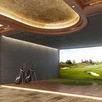 Panneau mural insonorisant personnalisé NRC 0.8 Classe A, panneaux acoustiques en fibre de polyester à motif géométrique 3D pour salle de simulation de golf intérieure