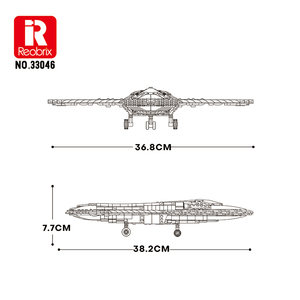 Reobrix 33046 J-50 Aereo da Caccia Stealth Senza Coda di Sesta Generazione, Set di Costruzioni 1206 Pezzi, Modello di Aereo Militare con Espositore in Plastica - Product Image 3