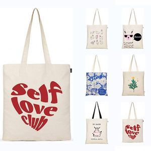 Bolsa de Tela de Algodón Personalizada ODM OEM, Bolsa de Compras Reutilizable al por Mayor, Lisa, Reciclada, con Diseño de Letras - Product Image 1