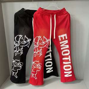 Nouvel arrivage de pantalons évasés décontractés de qualité supérieure avec broderie de lettres d'émotions mixtes estampées à chaud pantalons de survêtement de sport amples pour hommes - Product Image 1