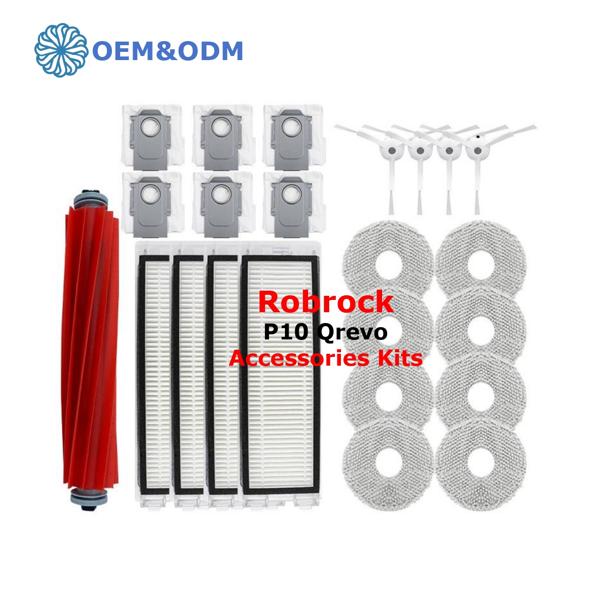 Accessories Kit for Roborock P10 Qrevo Vacuum Cleaner: Cloth Roller Brush and HEPA Filter