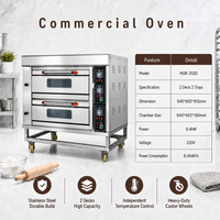 Four à sole électrique commercial HGB-202D en acier inoxydable industriel, équipement de boulangerie avec thermostat réglable et base mobile pour le pain