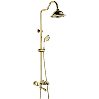 Kangrun Ensemble de douche à poignée unique en laiton doré et mitigeur de douche et douche de salle de bain
