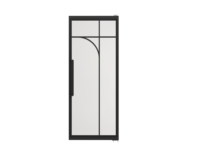 Porte coulissante intérieure au design moderne, finition noire thermolaquée, panneau en verre trempé, cadre en acier, décoration d'appartement