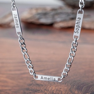 Collar con colgante de acero inoxidable con <span class=keywords><strong>tres</strong></span> nombres personalizados a la moda, collar con letras grabadas personalizadas, regalo de cumpleaños y Navidad - Product Image 4