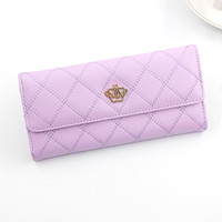 2024 terbaru mahkota logam panjang wanita dompet mewah wanita Pu kulit tempat kartu Clutch dompet tas untuk wanita