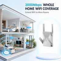 Repetidor Inalámbrico de 3000Mbps, Extensor de Cobertura WiFi de Doble Banda, Amplificador de Señal para Hotel, Oficina, Almacén y Hogar