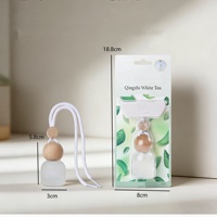 Flacons de parfum en verre vides pour diffuseur d'air frais pour voiture, flacon de parfum rond pour voiture de 10 ml avec couvercles en bois