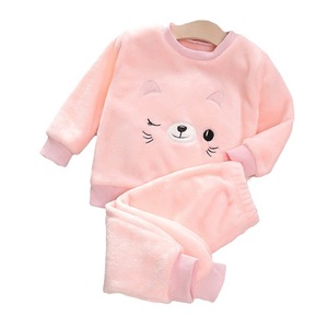 <span class=keywords><strong>Pigiama</strong></span> in flanella di cotone con cartoni animati per bambini e bambine, in pile corallo ispessito, a maniche lunghe, adorabile set due pezzi con design a <span class=keywords><strong>gatto</strong></span> - Product Image 5