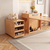 Buffet moderne multifonctionnel Table à manger mobile pliable Armoire de comptoir îlot intégré Cuisine en bois de petite taille