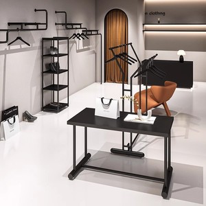 Estante <span class=keywords><strong>de</strong></span> exhibición para tienda <span class=keywords><strong>de</strong></span> ropa <span class=keywords><strong>de</strong></span> mujer, colgador <span class=keywords><strong>de</strong></span> pared multicapa negro <span class=keywords><strong>de</strong></span> hierro Simple, estilo moderno, el mejor uso minorista en línea - Product Image 4