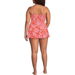 Robe de bain mini smockée à col carré pour femme, grande taille, imprimé numérique, en spandex et polyester, à enfiler - Product Image 2