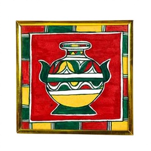 Famosa Pintura Madhubani Metálica 3D Hecha a Mano en Jharkhand, Arte Folclórico Tradicional de Mithila, Decoración de Pared - Product Image 1