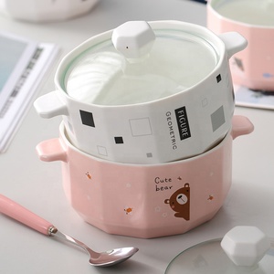 Vajilla de cerámica de alta calidad con dos orejas, cuenco para sopa, ensalada, fideos instantáneos, con tapa - Product Image 5