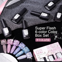 R S Nail Logo personnalisé 7,5 ml 6 couleurs Gel à ongles réfléchissant rose Ensemble de vernis à ongles en gel UV LED semi-permanent français Art des ongles