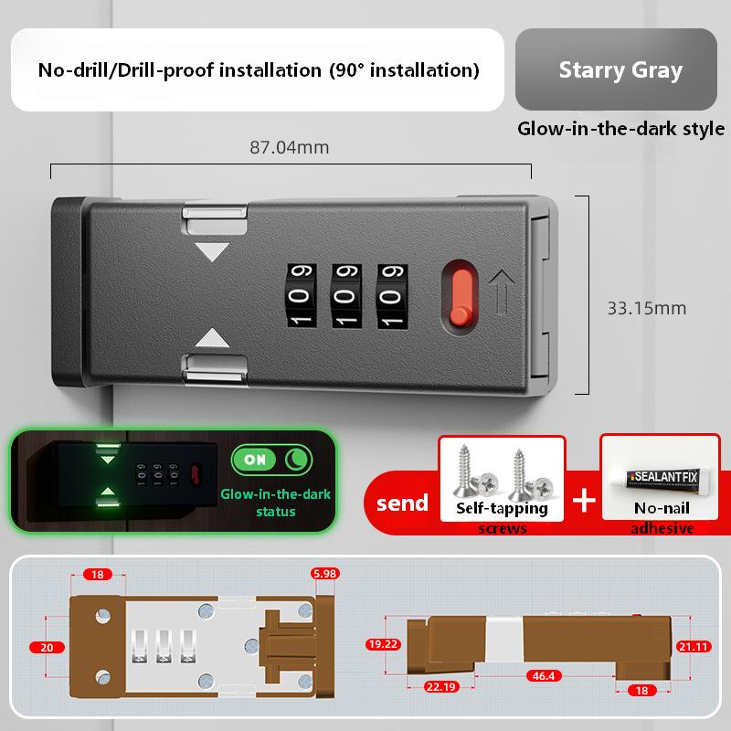 Gris que brilla en la oscuridad [90° Candado de combinación