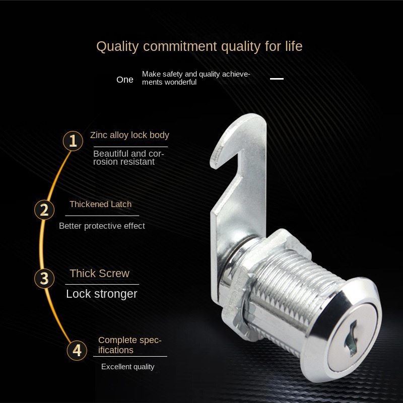 Cam Lock Zinc Alloy Chrome Cylinder Cabinet Drawer Lock Tubular Key 103-25 For Filing Cabinet Locker Meter Box · image 4