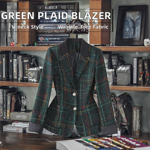 2026 Green Woven Anti-Wrinkle <strong>Blazer</strong> <strong>Women's</strong> High-End Casual Suit <strong>Coat</strong> Autumn Winter Goddess Fan <strong>Large</strong> Size New High-Temperament - Product Image 2