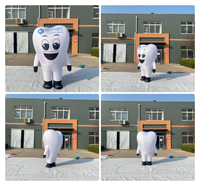 Costume gonflable publicitaire interactif personnalisé en forme de mascotte de dent blanche Aero Blow up
