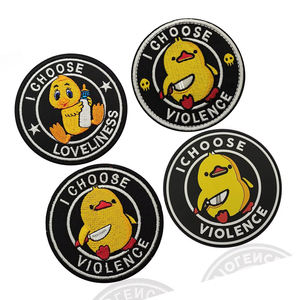 Caoutchouc PVC souple et tissu brodé I CHOOSE VIOLENCE Angry Little Yellow Duck Tactical Moral Patches avec crochet Loop Backing - Product Image 1