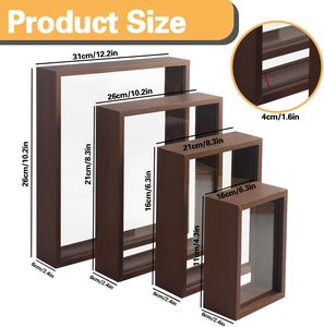 Thêm sâu tre hoa bóng hộp với sắt kim loại khung hoa khô hiển thị hình ảnh cho Nhà tưởng niệm khung ảnh bằng gỗ - Product Image 3