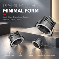 Spot encastré COB dimmable TRIAC avec CRI95, design anti-éblouissement, en aluminium, pour éclairage d'hôtel et de boutique