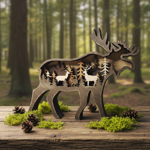 Nouvelles décorations <span class=keywords><strong>de</strong></span> bureau créatives pour la maison, ornements en <span class=keywords><strong>bois</strong></span> multicouches, artisanat en <span class=keywords><strong>bois</strong></span> d'animaux pour Noël - Product Image 1