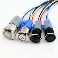 Interrupteur à bouton poussoir momentané LED 16/19/22 MM Interrupteur à verrouillage métallique étanche 12V-24V 1NO Combinaison de commutateur Max. 250V