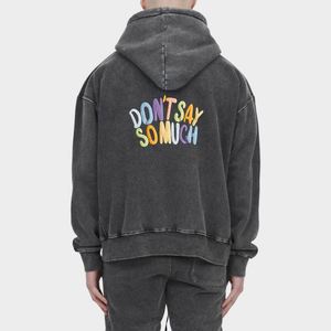 Sudadera con capucha vintage lavada con ácido de Terry francés de alta calidad, sudaderas con capucha para hombre desgastadas de lavado de piedra de gran tamaño personalizadas - Product Image 2