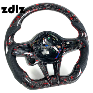 <span class=keywords><strong>Accessori</strong></span> Interni Auto 2016 2017 2018 2019 per Alfa Romeo Giulia Stelvio Volante Personalizzato in Fibra di Carbonio Forgiata Rossa - Product Image 2