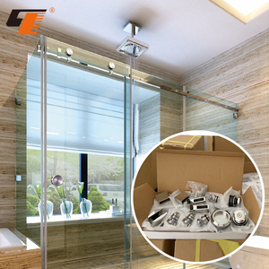 Cổ phiếu thương mại thép không gỉ 304 đánh bóng không khung trượt cửa kính phần cứng Kit vít hệ thống cài đặt cho phòng tắm - Product Image 1