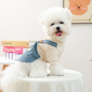 Haustierzubehör Großhandel Herbst Winter Haustierkleidung Kleine Welpen Hundebekleidung Niedliche Herz-Denim-Haustierjacke - Product Image 3