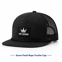 Casquette Trucker à sept panneaux avec bordure en corde, réglable, en maille respirante, pour le travail en extérieur et le style de vie, vente en gros OEM ODM