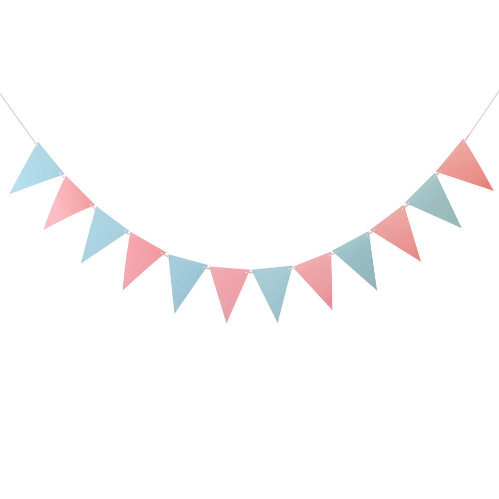 Drapeau triangulaire rose et bleu