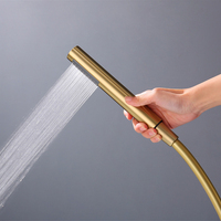 Robinet de baignoire autoportant en laiton massif doré brossé, mitigeur de baignoire à poser au sol, eau chaude et froide pour salle de bain