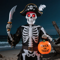 Squelette pirate gonflable publicitaire d'Halloween, imperméable, taille 10-12 pieds, durable, thème dessin animé